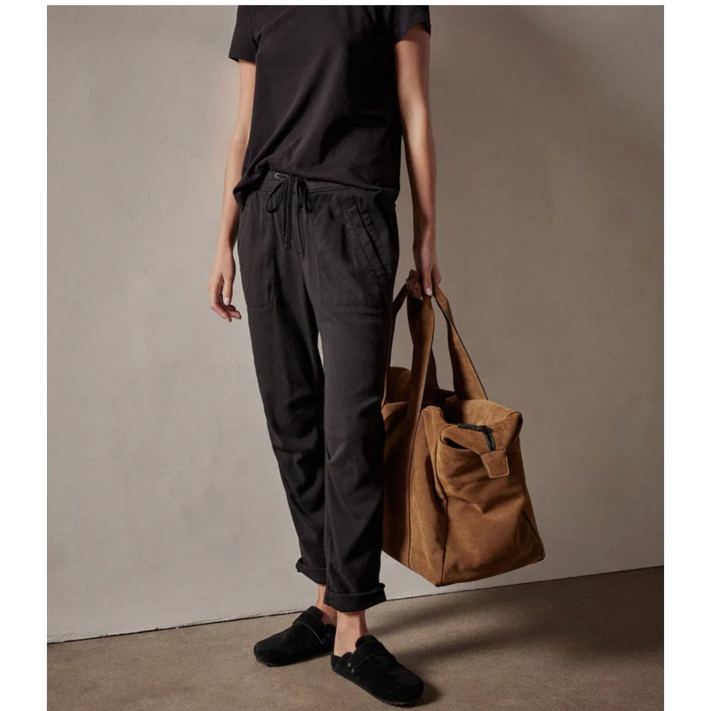 James Perse Soft Drape Pants Women 0 XS Black Cotton Blend Twill Utility $225